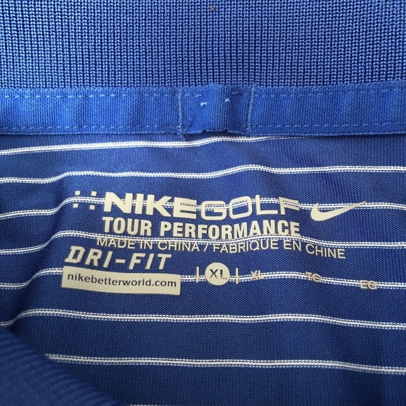 Nike Golf Tour Performance Polo Shirt Mens XL Blue Striped Activewear Top - Picture 5 of 6